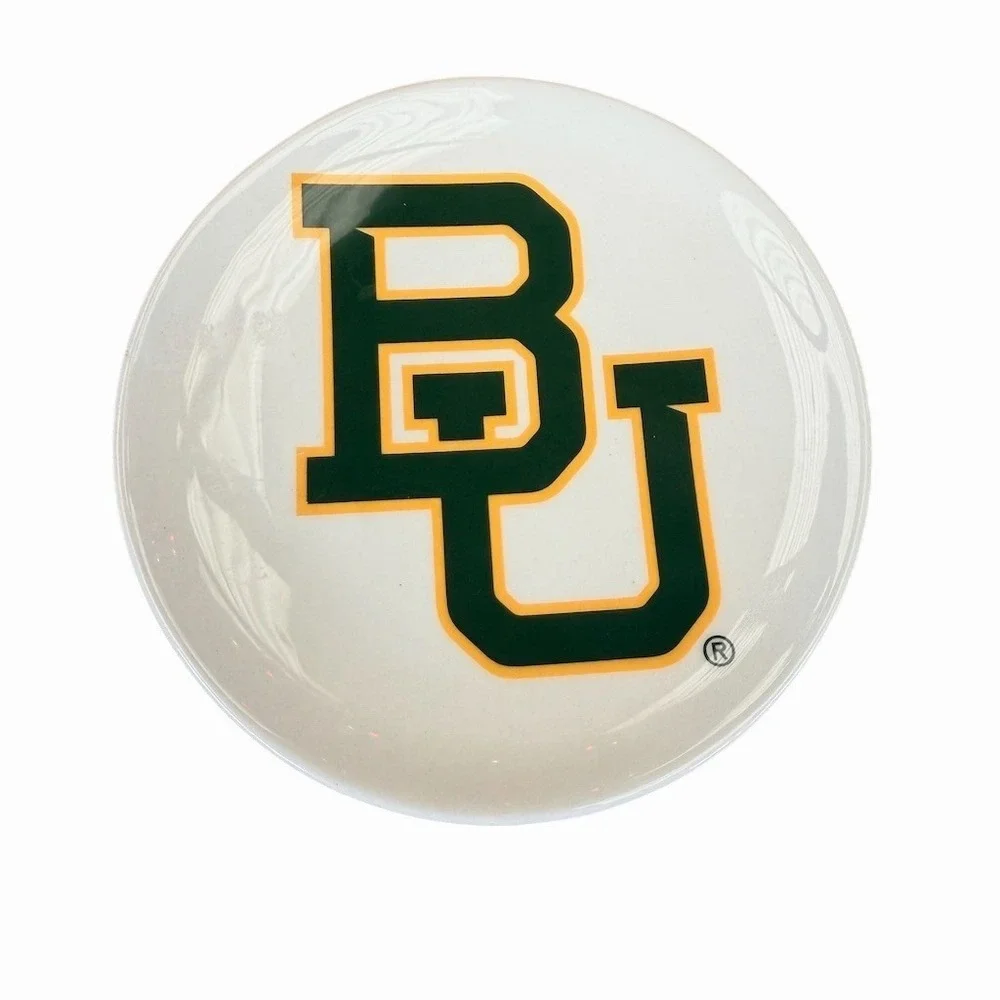 Baylor‎ University BU Logo Round Trinket Tray Dish White Green Gold NCAA